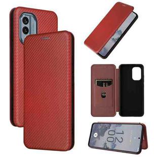 For Nokia X30 5G Carbon Fiber Texture Flip Leather Phone Case(Brown)