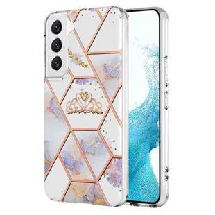 For Samsung Galaxy S23+ 5G Splicing Marble Flower IMD TPU Phone Case(Crown)