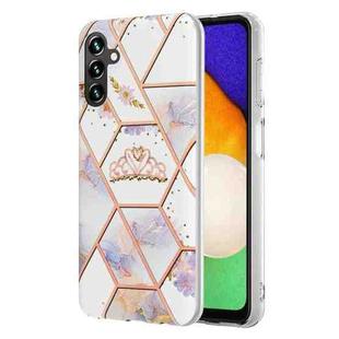 For Samsung Galaxy A14 5G Splicing Marble Flower IMD TPU Phone Case(Crown)
