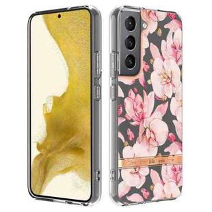 For Samsung Galaxy S23 5G Flowers and Plants Series IMD TPU Phone Case(Pink Gardenia)