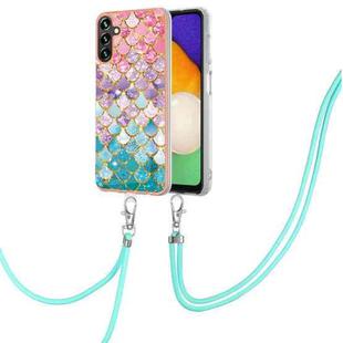 For Samsung Galaxy A14 5G Electroplating IMD TPU Phone Case with Lanyard(Colorful Scales)