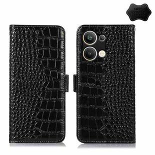 For OPPO Reno9 Pro+ Crocodile Top Layer Cowhide Leather Phone Case(Black)