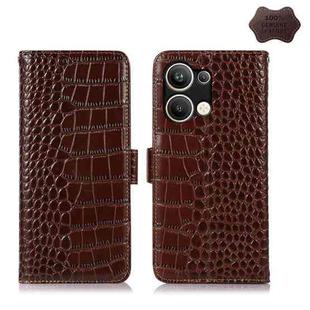 For OPPO Reno9 Pro+ Crocodile Top Layer Cowhide Leather Phone Case(Brown)