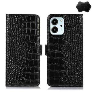 For Honor 80 SE Crocodile Top Layer Cowhide Leather Phone Case(Black)