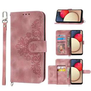 For Samsung Galaxy A54 5G Skin-feel Flowers Embossed Wallet Leather Phone Case(Pink)