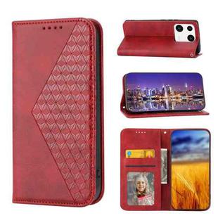 For Xiaomi 13 Pro Cubic Grid Calf Texture Magnetic Leather Phone Case(Red)