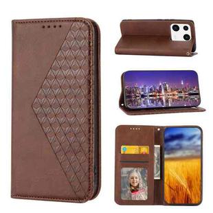 For Xiaomi 13 Pro Cubic Grid Calf Texture Magnetic Leather Phone Case(Brown)