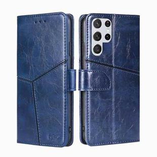 For Samsung Galaxy S23 Ultra 5G Geometric Stitching Horizontal Flip Leather Phone Case(Blue)