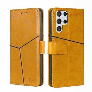 For Samsung Galaxy S23 Ultra 5G Geometric Stitching Horizontal Flip Leather Phone Case(Yellow)