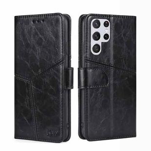 For Samsung Galaxy S23 Ultra 5G Geometric Stitching Horizontal Flip Leather Phone Case(Black)