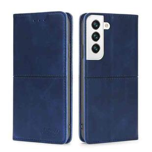 For Samsung Galaxy S23 5G Cow Texture Magnetic Horizontal Flip Leather Phone Case(Blue)