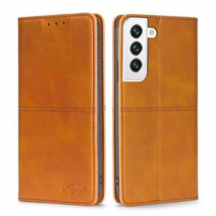 For Samsung Galaxy S23 5G Cow Texture Magnetic Horizontal Flip Leather Phone Case(Light Brown)