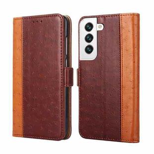 For Samsung Galaxy S23 5G Ostrich Texture Flip Leather Phone Case(Brown)