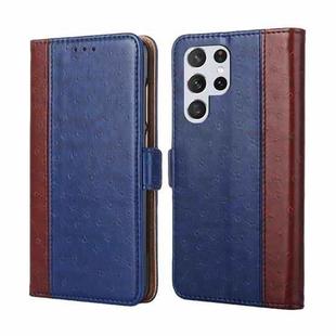 For Samsung Galaxy S23 Ultra 5G Ostrich Texture Flip Leather Phone Case(Blue)
