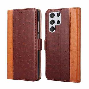 For Samsung Galaxy S23 Ultra 5G Ostrich Texture Flip Leather Phone Case(Brown)