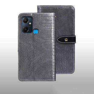 For Infinix Smart 6 Plus idewei Crocodile Texture Leather Phone Case(Grey)