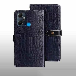 For Infinix Smart 6 Plus idewei Crocodile Texture Leather Phone Case(Dark Blue)