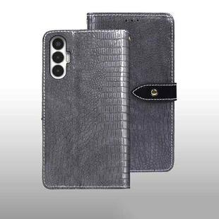 For Tecno Pova 3 idewei Crocodile Texture Leather Phone Case(Grey)