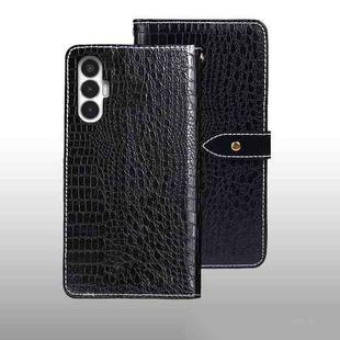 For Tecno Pova 3 idewei Crocodile Texture Leather Phone Case(Black)