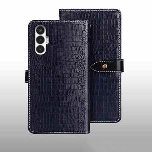 For Tecno Pova 3 idewei Crocodile Texture Leather Phone Case(Dark Blue)