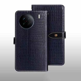 For vivo X90 idewei Crocodile Texture Leather Phone Case(Dark Blue)