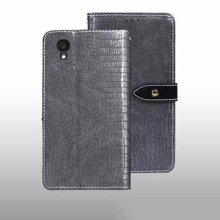 For Alcatel 1 Ultra idewei Crocodile Texture Leather Phone Case(Grey)