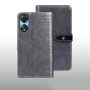 For OPPO A58 5G idewei Crocodile Texture Leather Phone Case(Grey)