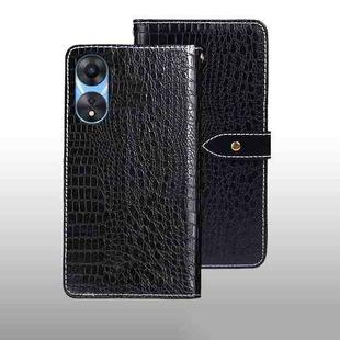 For OPPO A58 5G idewei Crocodile Texture Leather Phone Case(Black)