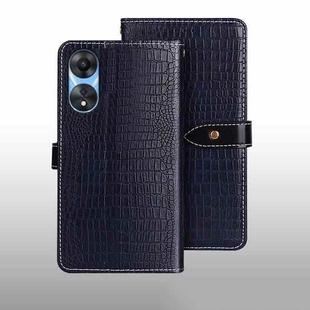 For OPPO A58 5G idewei Crocodile Texture Leather Phone Case(Dark Blue)