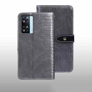 For OPPO A77s idewei Crocodile Texture Leather Phone Case(Grey)