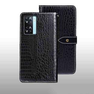 For OPPO A77s idewei Crocodile Texture Leather Phone Case(Black)