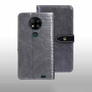 For Oukitel C19 Pro idewei Crocodile Texture Leather Phone Case(Grey)