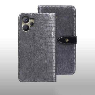 For Realme 10 5G idewei Crocodile Texture Leather Phone Case(Grey)