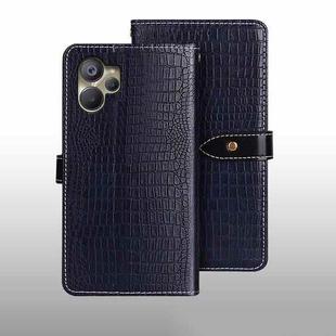 For Realme 10 5G idewei Crocodile Texture Leather Phone Case(Dark Blue)