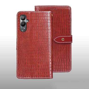 For Tecno Pova 4 idewei Crocodile Texture Leather Phone Case(Red)