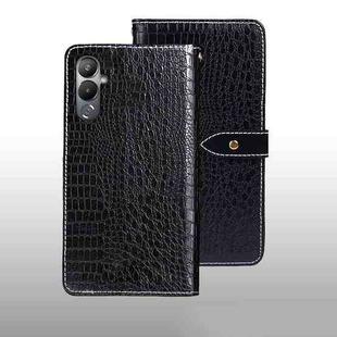 For Tecno Pova 4 idewei Crocodile Texture Leather Phone Case(Black)