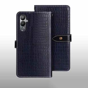 For Tecno Pova 4 idewei Crocodile Texture Leather Phone Case(Dark Blue)