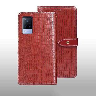 For vivo V21s idewei Crocodile Texture Leather Phone Case(Red)