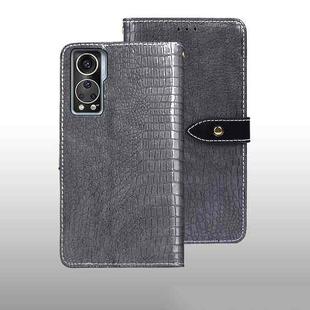 For ZTE Axon 30S idewei Crocodile Texture Leather Phone Case(Grey)