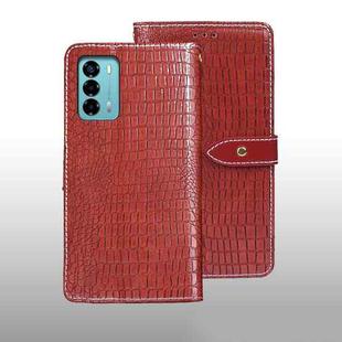 For ZTE Blade A72 4G idewei Crocodile Texture Leather Phone Case(Red)