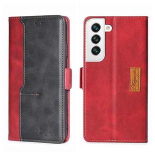 For Samsung Galaxy S23 5G Contrast Color Side Buckle Leather Phone Case(Red+Black)