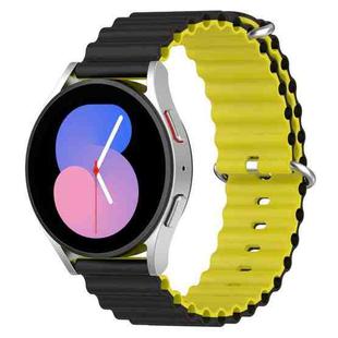 20mm Universal Ocean Style Silicone Two Color Watch Band(Black Yellow)