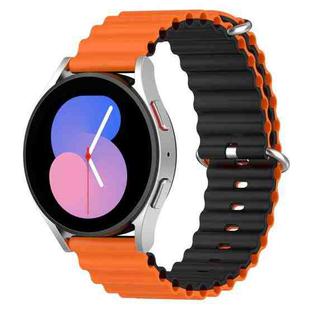 22mm Universal Ocean Style Silicone Two Color Watch Band(Orange Black)