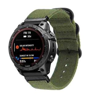 For Garmin Fenix 7X Three-ring Steel Buckle Nylon Watch Band(Army Green)