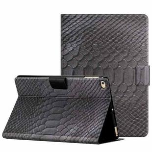 For iPad Air / Air 2 / 9.7 2017 / 9.7 2018 Solid Color Crocodile Texture Leather Smart Tablet Case(Black)