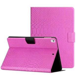 For iPad 10.2 / 10.5 Solid Color Crocodile Texture Leather Smart Tablet Case(Rose Red)
