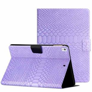 For iPad 10.2 / 10.5 Solid Color Crocodile Texture Leather Smart Tablet Case(Purple)