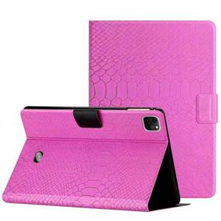 For iPad Pro 11 2020 / 2018 / Air 2020 10.9 Solid Color Crocodile Texture Leather Smart Tablet Case(Rose Red)