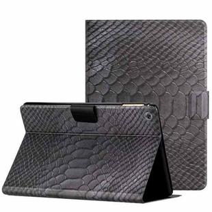 For Huawei MediaPad M5 lite 10.1 Solid Color Crocodile Texture Leather Smart Tablet Case(Black)