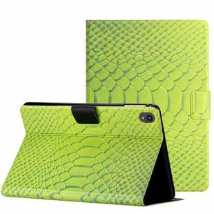 For Lenovo Tab P11 Solid Color Crocodile Texture Leather Smart Tablet Case(Green)